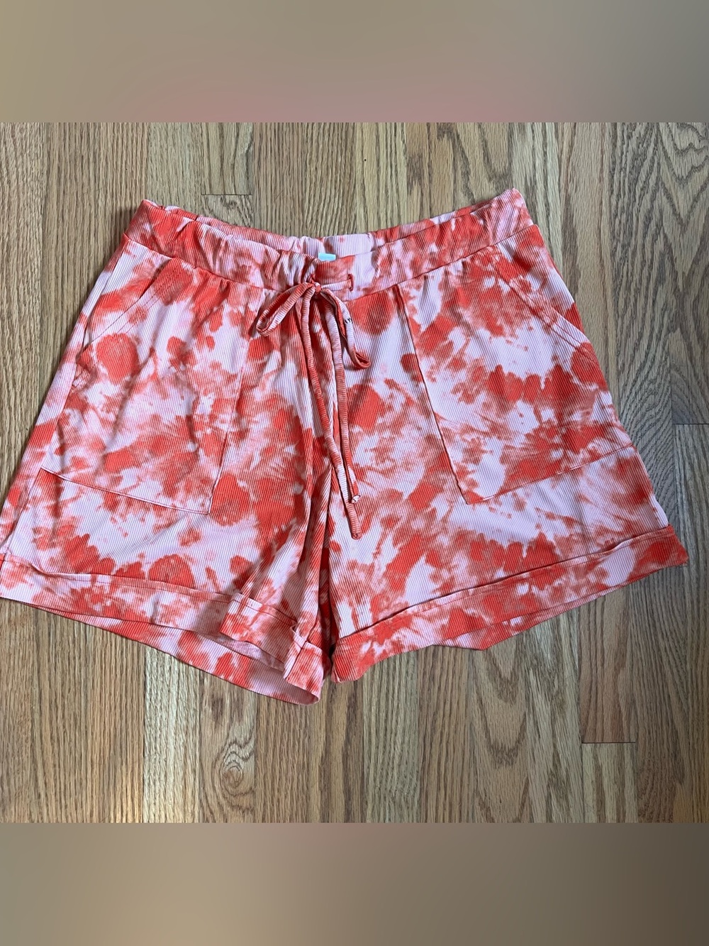 Lularoe Tie-Dye Drawstring Women’s Shorts - Coral Pink Shorts Sz L